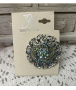 YESTERDAY-TODAY Rhinestone Shades Of Blue Embellished Brooch Pin - $13.65 CAD