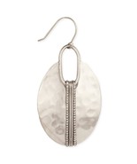 Boho Hammered Silver Oval Shield Dangle Earring - €13,56 EUR