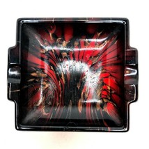MCM Weil Murano Art Glass Vincenzo Nason Black Red Ashtray Aventurine - £45.93 GBP