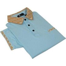 Men Sports Shirt PAZO by DE-NIKO Short Sleeves Cotton Polo Shirt DBK2303 Blue image 3