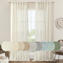 The Product Is A Pair Of 84-Inch Long, Cream-Colored, Semi-Sheer Linen C... - £29.01 GBP