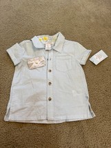 Tommy Bahama Kids 2 Button Up Blue Gray White Stripe Short Sleeve NWT - $7.69