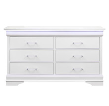 59" White Solid Wood Six Drawer Double Dresser with LED - €547,93 EUR