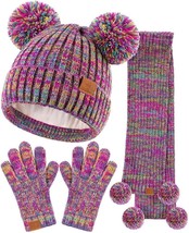 Kids Winter Hat Gloves Scarf Set, Girl Toddler Children (Size:9-15Yeasr,... - $23.21