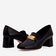The Victoria Black Leather Block Heel Pump Women Shoe image 6
