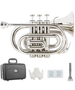Pocket Trumpet Brass Bb Nickel Plated Trumpet With 7 C Mouthpiece, Hard ... - £214.40 GBP