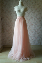 Blush Pink Floor Length Tulle Skirt Outfit Bridesmaid Custom Size Tulle Skirt