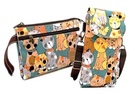 Crossbody Wristlet Cell or Makeup Bag Cat Small Choice Sections Slots Zi... - £8.38 GBP+
