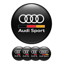 Set 4 Audi Sport Top Quality Emblem Domed Center Wheel Hub Cap Silicone Sticker - £7.50 GBP+