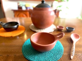 SET 6 Pcs  Dinner Bowls Casserole Mug Terracotta  Clay Unglazed  - $98.00
