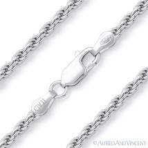 .925 Sterling Silver Rhodium Plated 2.5mm Twist-Rope Link Italian Chain Necklace - £48.68 GBP+