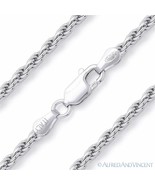 .925 Sterling Silver Rhodium Plated 2.5mm Twist-Rope Link Italian Chain ... - £48.18 GBP+