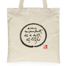 Calligraphy Tote Bag Every Moment Is A Gift Of Life Handbag Cotton Women... - $16.78