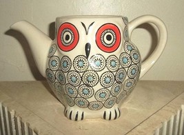 ROYAL Large Hand Painted Stoneware Collectible Pottery Owl Teapot, Tea pot - $81.99