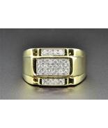 2.10 CT Round Cut Simulated Diamond Excusive Men&#39;s Ring 925 Silver Gold ... - £108.24 GBP