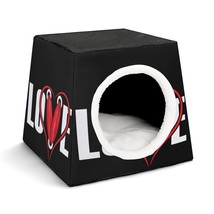 Mondxflaur Love Cat Beds for Indoor Cats Cave Bed 3 in 1 Pet House - £26.36 GBP