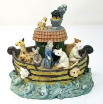 Figurine Noah&#39;s Ark Animals on Water Vintage Hand Painted  - $15.15