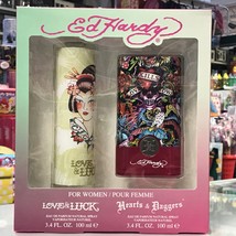 Ed Hardy Love &amp; Luck &amp; Hearts &amp; Daggers 3.4 oz, 2 bottles Women set - £63.93 GBP