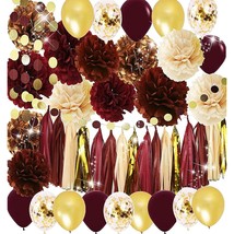 Fall Bridal Shower Decorations Maoon Gold Birthday Party Decorations For Women F - £43.14 GBP