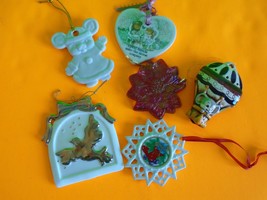 Lot of 6 Ceramic Glass Christmas Ornaments Snowflake Flower Dove Mouse Friendshi - £11.95 GBP