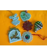 Lot of 6 Ceramic Glass Christmas Ornaments Snowflake Flower Dove Mouse F... - $14.99