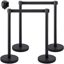 VEVOR Crowd Control Stanchion, Set of 4 Pieces, Black, Easy Connect Asse... - $87.90