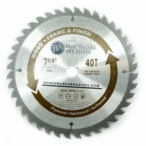 Benchmark Abrasives 7-1/4&quot; 40 Tooth, Tct Wood Cutting Saw Blade For, 7-1... - £35.09 GBP