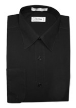 Men&#39;s Solid Black Classic Long Sleeve Button Up Dress Shirt - L - $19.79