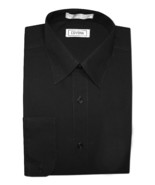 Men&#39;s Solid Black Classic Long Sleeve Button Up Dress Shirt - L - £15.79 GBP