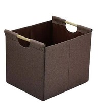 Collapsible Storage Bin ~ BROWN ~ Linen Fabric w/Wooden Handles ~ 12.75&quot;... - $26.18