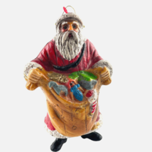 Vintage Old World Santa Mold Ornament Plastic Hand Painted 4&quot;H - £13.86 GBP