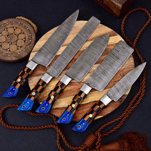 Custom Hand Made Forged Damascus Chef Knife Set With Bone &amp; Color Sheath Handle  - £199.80 GBP