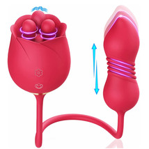 Lesbian Thrusting Dildo Vagina G spot Sex Toys,Rotating Clitoral Rose Vibrator  - £45.14 GBP