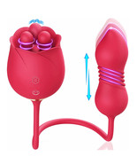 Lesbian Thrusting Dildo Vagina G spot Sex Toys,Rotating Clitoral Rose Vibrator  - $59.99