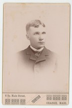 Antique Circa 1880s Cabinet Card Handsome Young Man in Suit Thompson Orange, MA - £7.46 GBP