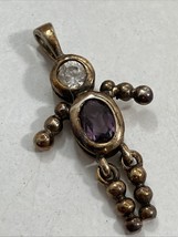 Sterling Silver 925 Charm Birthstone Baby Boy Purple Glass February 1.25” - $19.75