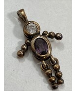 Sterling Silver 925 Charm Birthstone Baby Boy Purple Glass February 1.25” - $19.75