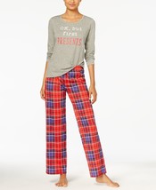 Jenni by Jennifer Moore Womens Top &amp; Pants Pajama Set Size Large Color Gray/Red - £31.03 GBP
