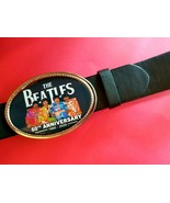 THE BEATLES***60th ANNIVERSARY Photo BUCKLE &amp; 1 1/2&quot; Black Bonded Belt NEW! - $24.70