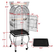 63&quot; Open Top Bird Cage With Detachable Stand Sturdy Rolling Cockatiel Macaw Home - £93.51 GBP