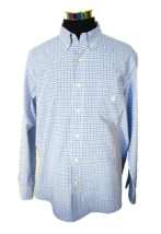 CHAPS Dress Shirt Men&#39;s Size X-Large Button Front Blue and White Check P... - £15.03 GBP
