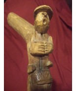 Old Vintage Hand Carved Folk Art Wooden Walking Stick Cane Carving Wood ... - $126.75