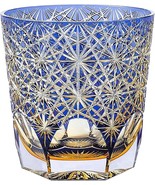 JEKE Edo Cut Crystal Tumbler, 9oz Blue Whisky Glass - $1,070.12 MXN
