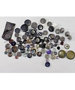 Large BUTTON LOT Black, Silver Grey 4 hole &amp; 2 Hole Blazer Shirt 50+ But... - $13.55 CAD