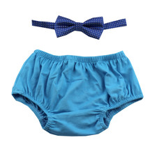 Gentlemen Ties Cake Smash Outfit Boy First Birthday  Bloomers and Bow Blue Royal - £9.52 GBP