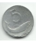 1953 Italy Coin 5 Lire Aluminum Republic Italiana - $100.00