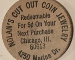 Vintage Nolan’s Cut Out Coin Jewelry Wooden Nicken Chicago Illinois 1971 - $3.95