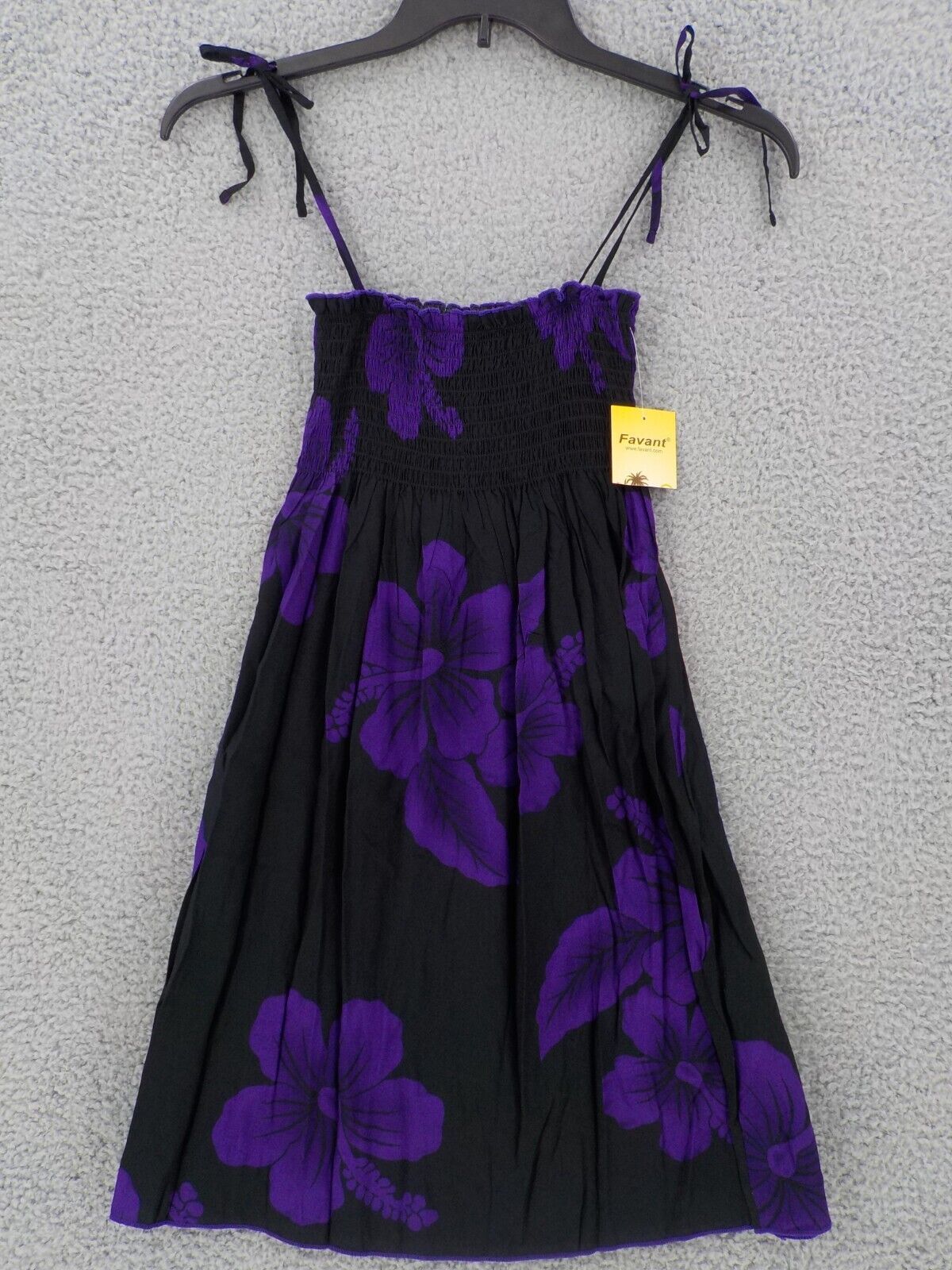 Primary image for FAVANT SPAGHETTI STRAP GIRLS SUNDRESS SZ 10 BLACK PURPLE HIBISCUS FLORAL NWT