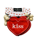 Valentine’s Day Banner Felt &amp; Twine Hug Kiss XOXO Love Sweet Cute Wood B... - $29.58