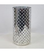 Vintage Mercury Glass Vase ART Silver w/ Relief Studs 7.75&quot; Tall 3.5&quot; Round - $44.88